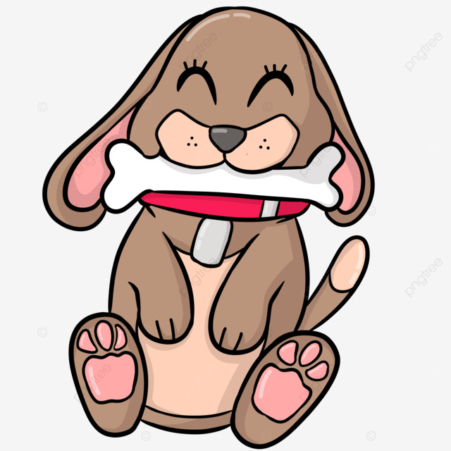 Happy Cute Dog Chewing Bone, Dog, Happy Dog, Dog Paw PNG Transparent ...