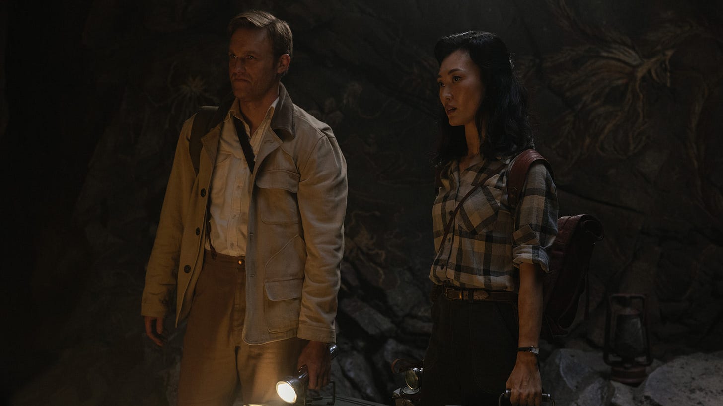 Young Lee Shaw and Keiko explores the dark in Monarch season 2. Young Lee Shaw and Keiko explores the dark in Monarch season 2.