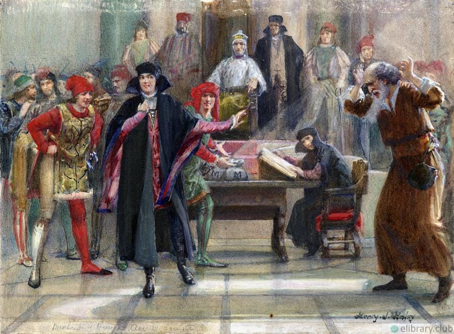 Merchant of Venice. Act IV, Scene I. "The Jew shall have all justice". Henry J. Haley Merchant of Venice. Act IV, Scene I. "The Jew shall have all justice". Henry J. Haley