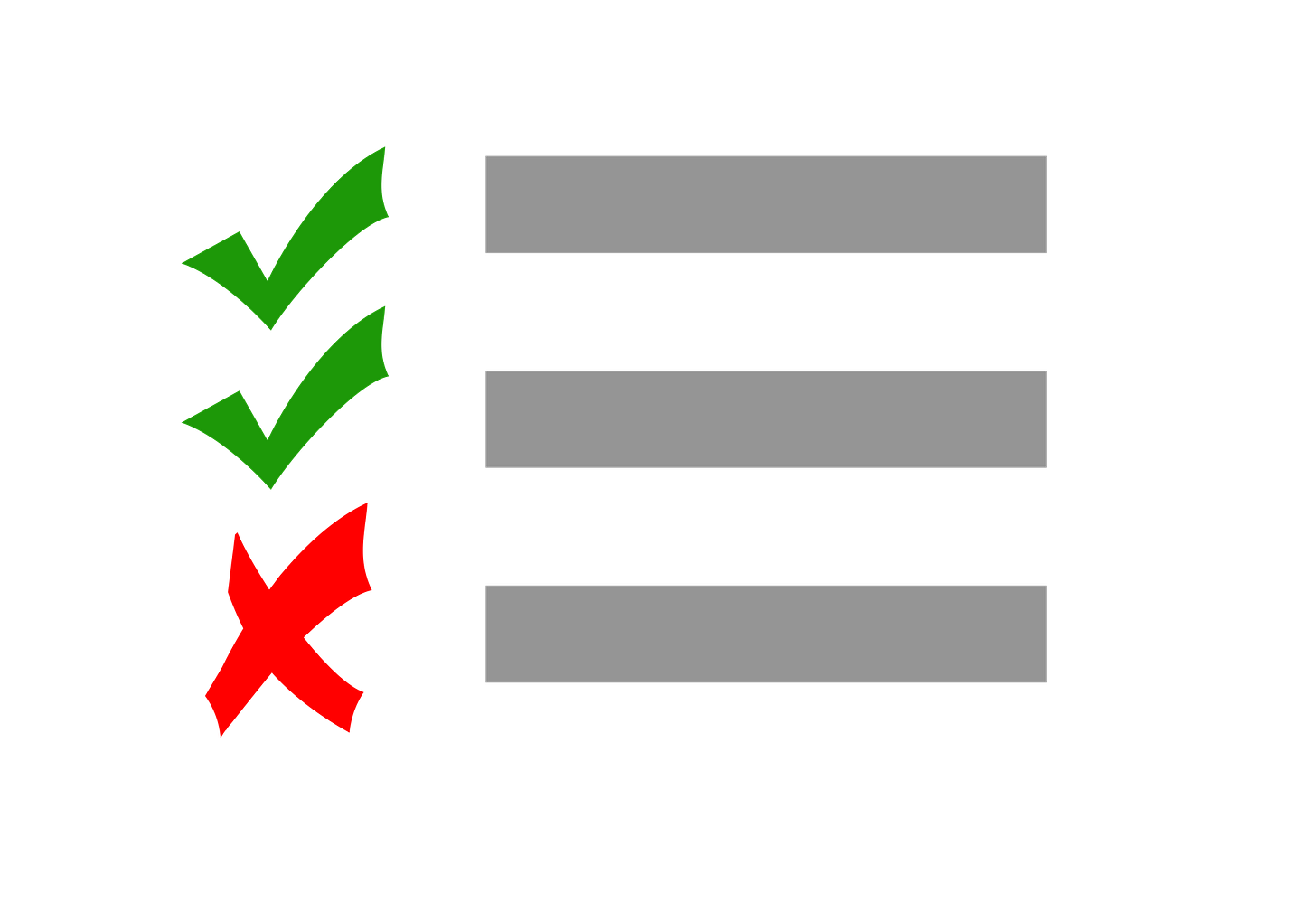 A list with check marks. A list with check marks.