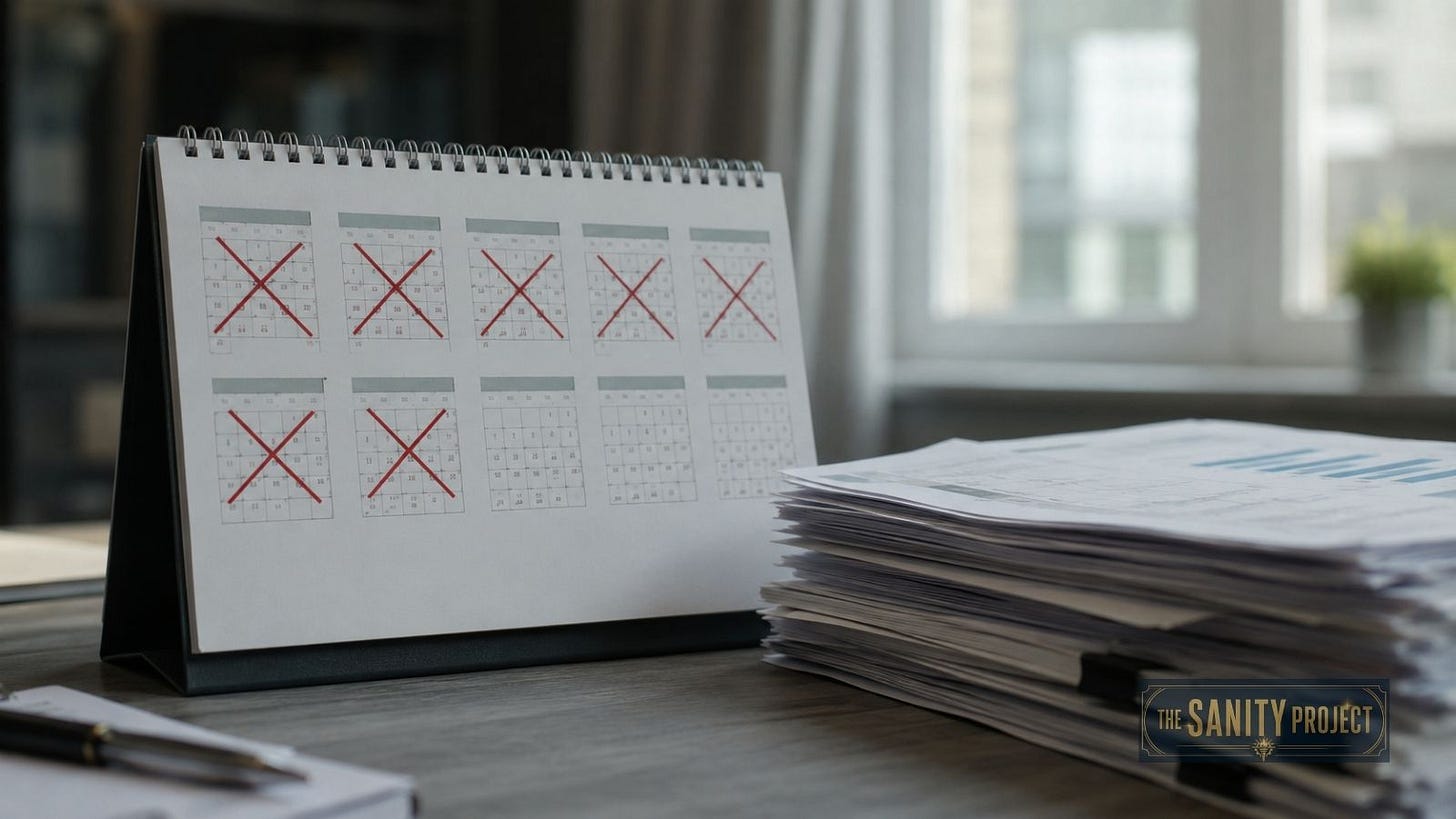 Months crossed off symbolizing the Gordie Howe Bridge opening delay