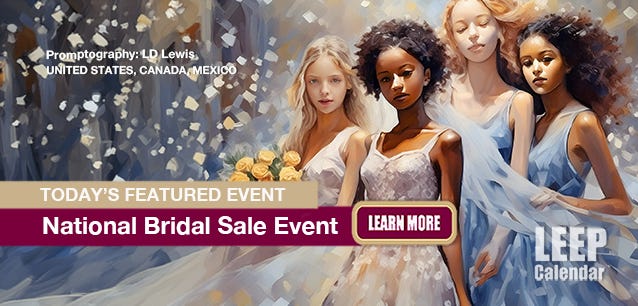 The National Bridal Sale Event is one of the largest multi-country sales in the world—promptography LD Lewis. The National Bridal Sale Event is one of the largest multi-country sales in the world—promptography LD Lewis.