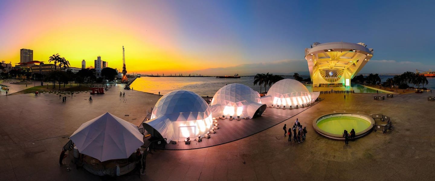 4 Installation view of The Lumisphere Experience™ on the plaza of the Museum of Tomorrow, Rio de Janeiro, Brazil, photo by Leonardo Zielinsky @pizzaduleo, courtesy of Visions2030 and Minds Over Matter (1)