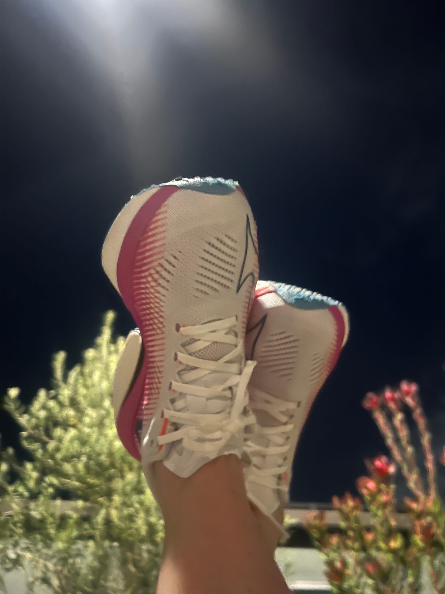 A upshot of a pair of running shoes