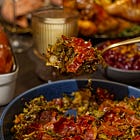 brussels sprouts with date dressing and crispy prosciutto