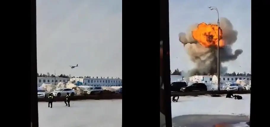 Screenshots from a video of a video recording capturing the April 2024 Ukrainian strike drone attack on the factory in Tatarstan that is responsible for building the Shahed-136/Geran-2 strike drone Screenshots from a video of a video recording capturing the April 2024 Ukrainian strike drone attack on the factory in Tatarstan that is responsible for building the Shahed-136/Geran-2 strike drone