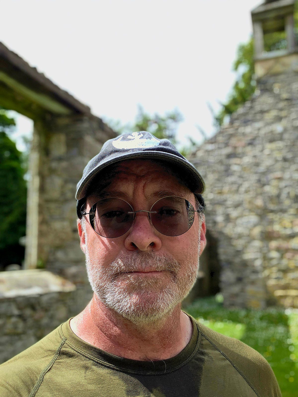 Hank Shaw at the old church in the cemetery. 