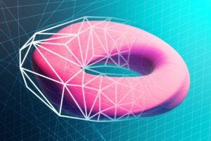 An artist’s interpretation of how a new computer code called QUADCOIL refines the design of stellarator fusion machines
