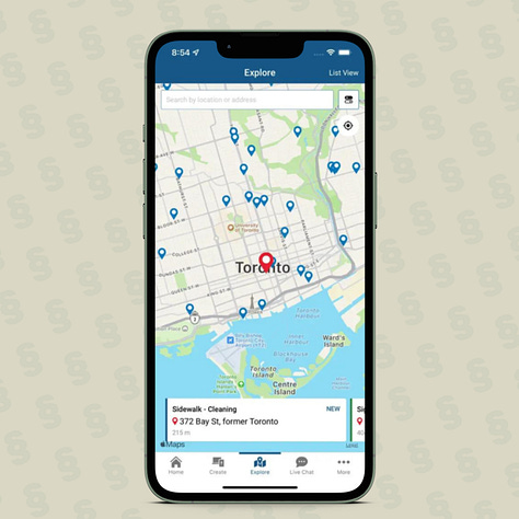Three screenshots of Toronto's 3-1-1 iOS Mobile App