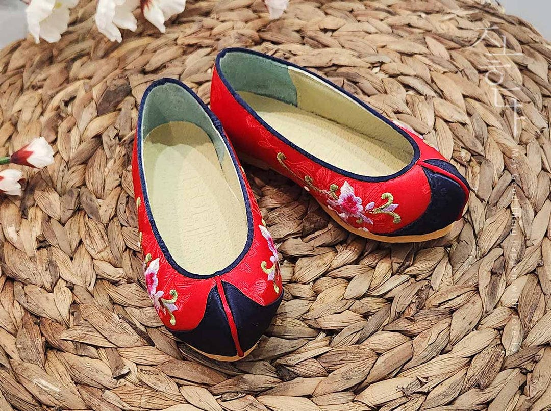 Embroidered Mugunghwa Baby Girl Hanbok Shoes in Red & Navy | Shop Now – Joteta Korean Online Shop Embroidered Mugunghwa Baby Girl Hanbok Shoes in Red & Navy | Shop Now – Joteta Korean Online Shop