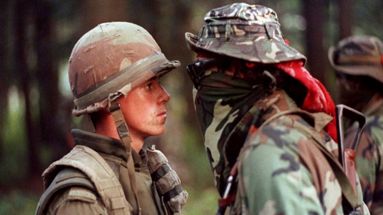 Kanehsatake, 270 Years of Resistance | Still features an activist coming into contact with a military official.