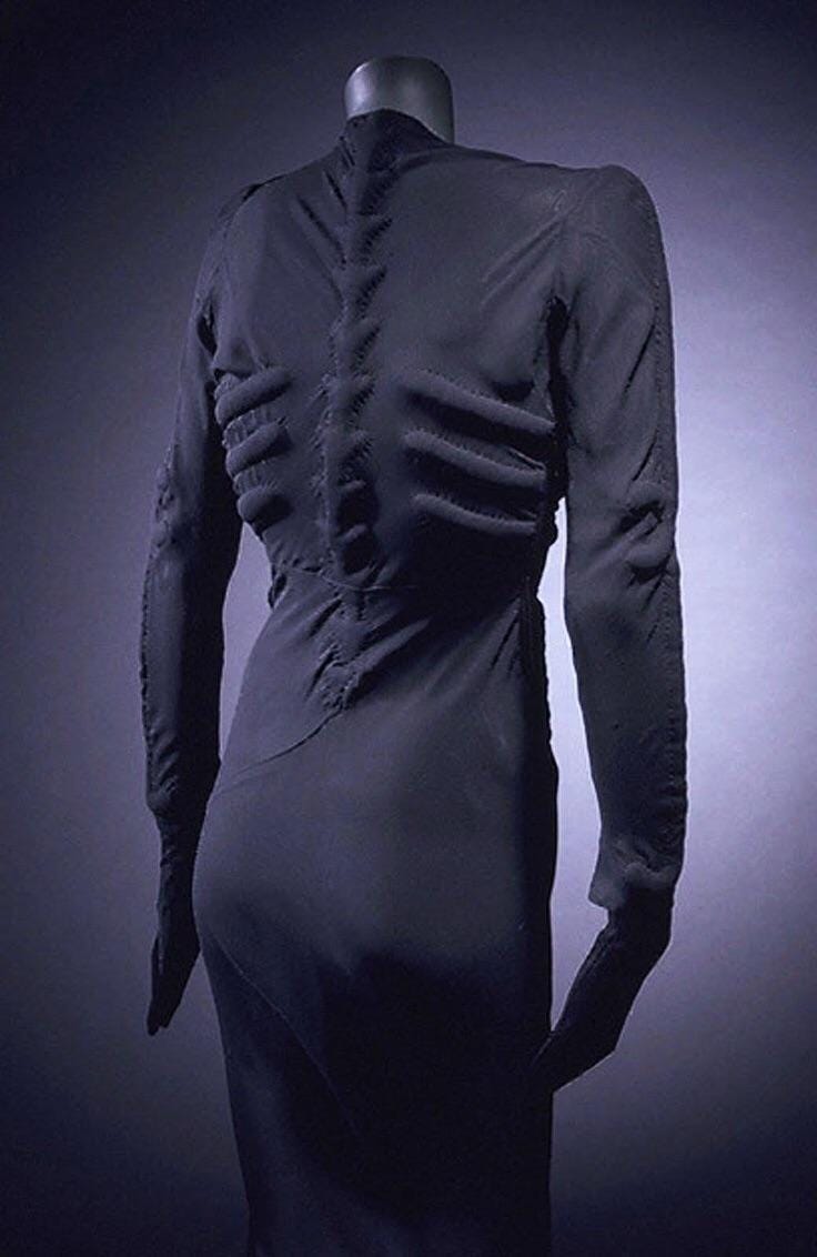Schiaparelli and Salvador Dalí, 'The Skeleton Dress', 1938. Silk, Cotton.  London: Victoria and Albert Museum : r/fashionhistory
