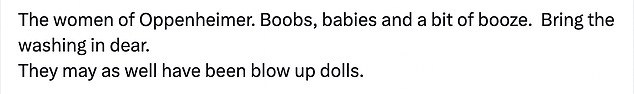 Oppenheimer is blasted for how it portrays female characters as critics claim they are no more than 'blow up dolls' | Daily Mail Online Oppenheimer is blasted for how it portrays female characters as critics claim they are no more than 'blow up dolls' | Daily Mail Online
