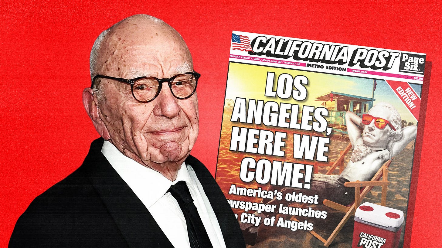 Rupert Murdoch and a California Post mock-up.