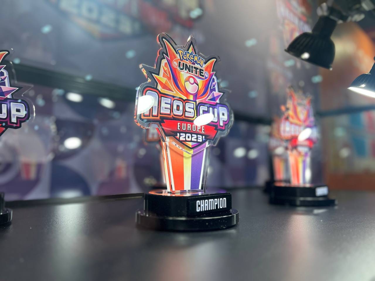 The Pokémon Unite Aeos Cup trophy