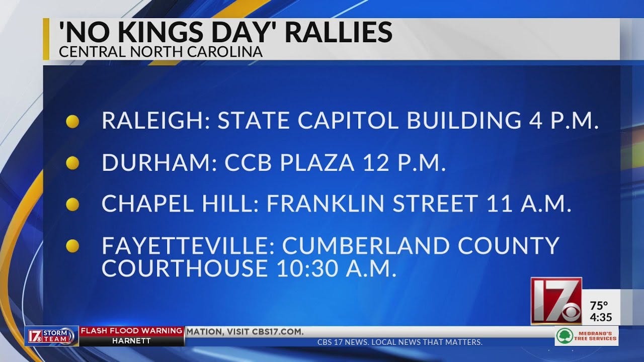 "No Kings Day" rallies in central North Carolina - YouTube "No Kings Day" rallies in central North Carolina - YouTube
