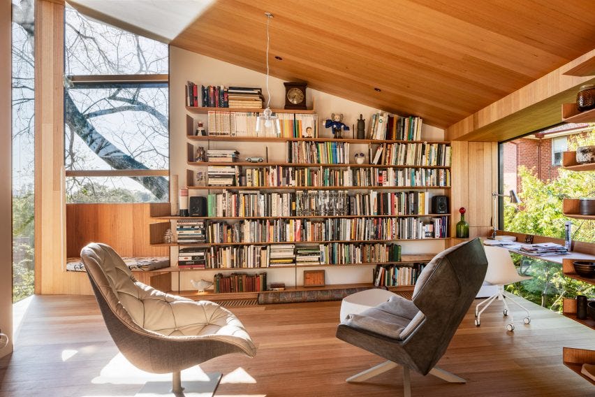 Study bookshelves in Kew Residence by John Wardle Architects in Melbourne, Australia Study bookshelves in Kew Residence by John Wardle Architects in Melbourne, Australia