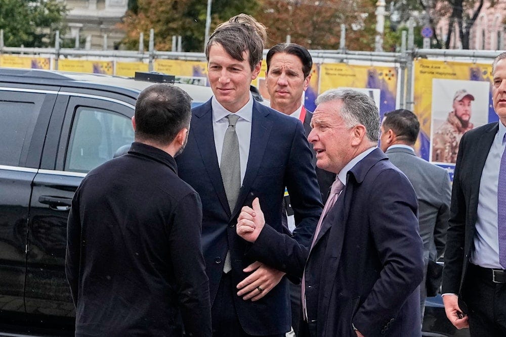 Ukraine's President Volodymyr Zelensky, left, greets US President Donald Trump's envoys Jared Kushner and Steve Witkoff prior to their talks in Kiev, Ukraine, Sunday, Sept. 6, 2026 (AP) Ukraine's President Volodymyr Zelensky, left, greets US President Donald Trump's envoys Jared Kushner and Steve Witkoff prior to their talks in Kiev, Ukraine, Sunday, Sept. 6, 2026 (AP)