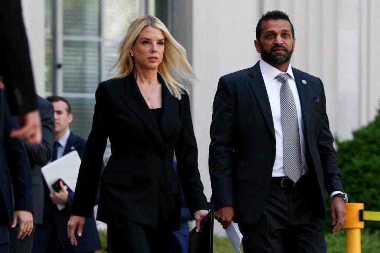 Attorney General Pam Bondi, left, and FBI Director Kash Patel, shown at a news conference in July, both have been in the spotlight over the administration’s handling of the Epstein matter. Attorney General Pam Bondi, left, and FBI Director Kash Patel, shown at a news conference in July, both have been in the spotlight over the administration’s handling of the Epstein matter.