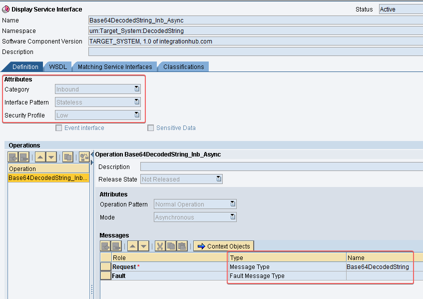 Inbound Service Interface for base64 decode scenario example Inbound Service Interface for base64 decode scenario example