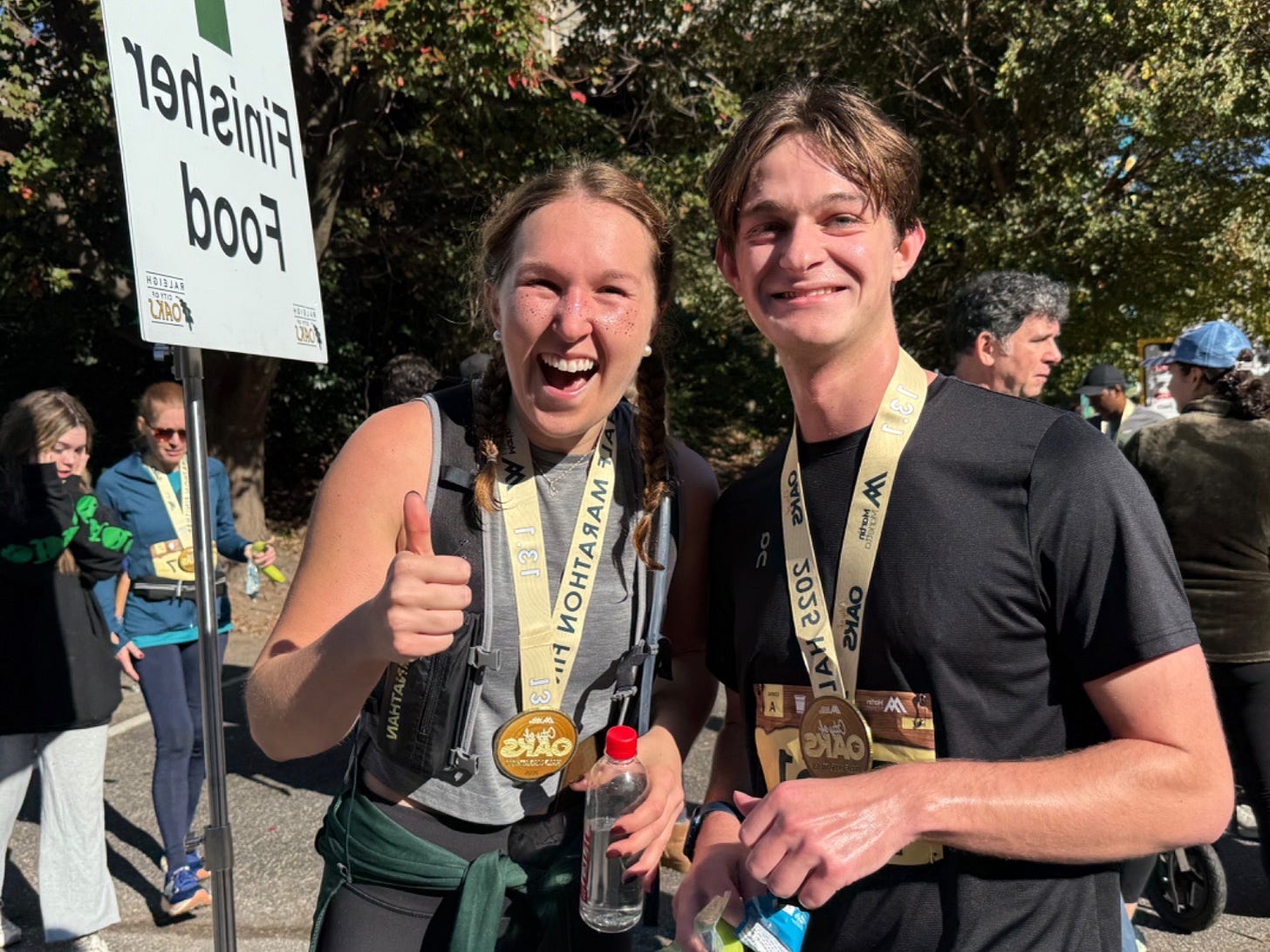 Two runners at the end of a race
