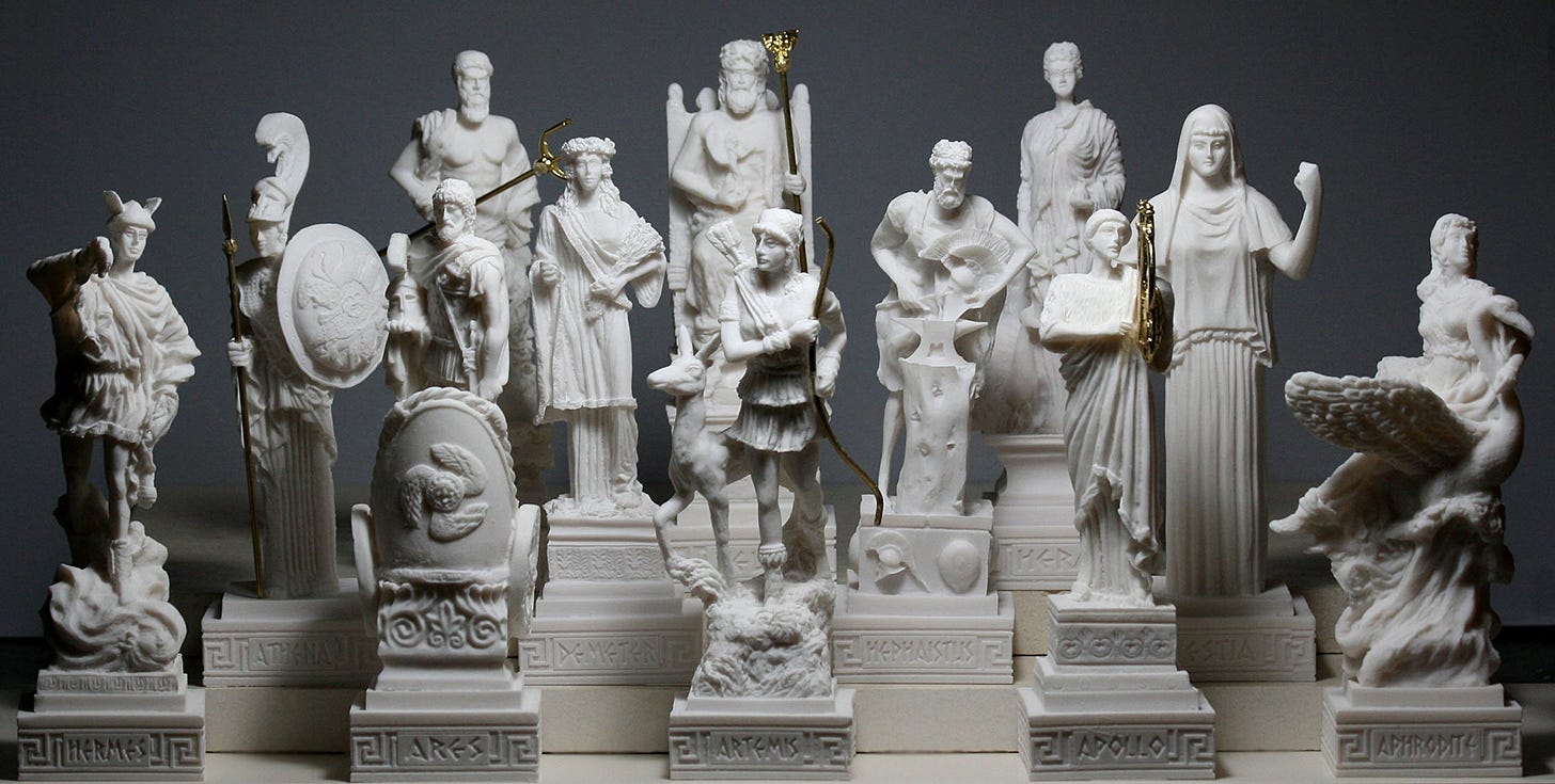 Amazon.com: Set 12 Twelve Greek Olympian Gods Pantheon Figure Alabaster  Statue Sculpture : Home & Kitchen