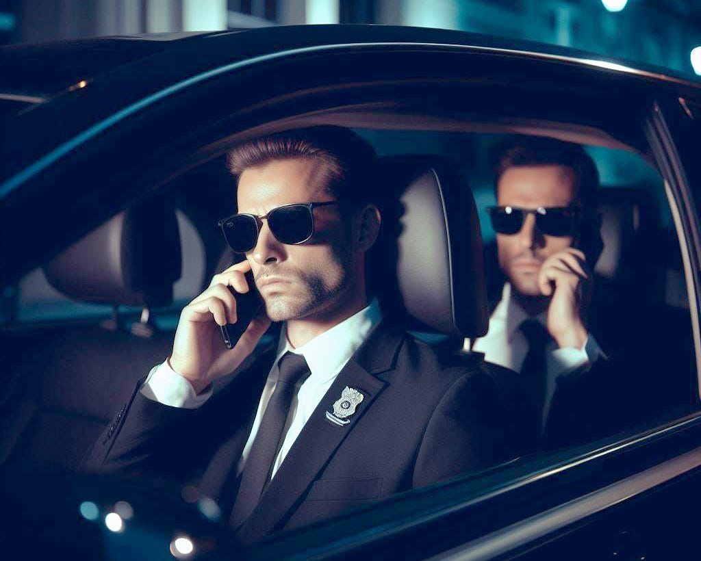 men in black parked in black sedan men in black parked in black sedan