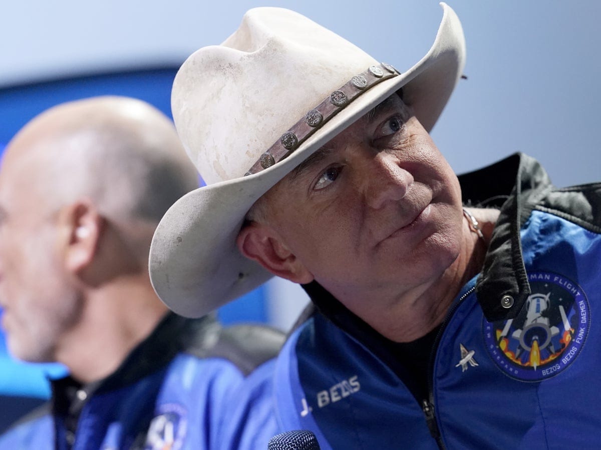 Jeff Bezos wore a cowboy hat again. Real cowboys are rolling ...
