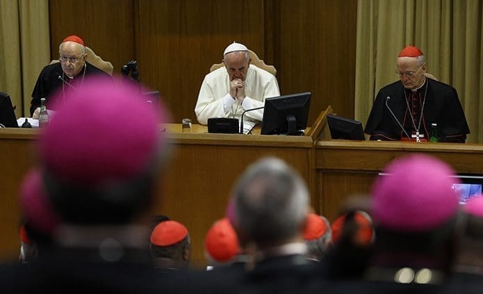 Pope Francis at the final session of the 2014 Synod of Bishops on the family Pope Francis at the final session of the 2014 Synod of Bishops on the family