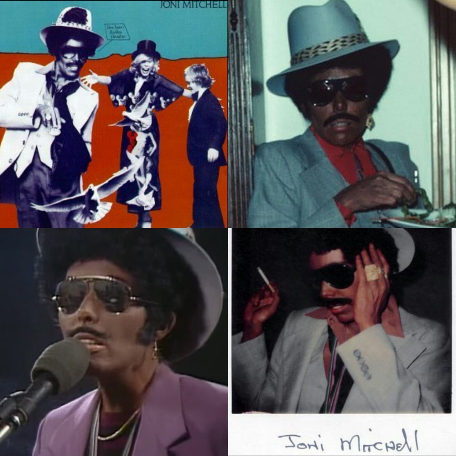 David Capper on X: "Whoa! just found out that Canadian music legend Joni  Mitchell wore/performed in black face to create an alter-ego named 'Art  Noveau' for her 1977 album "Don Juans Reckless