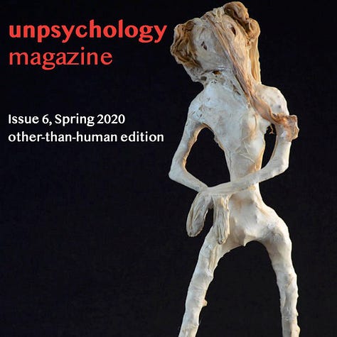 The images show a grid of the first eight issues of Unpsychology Magazine, published between 2014 and 2022.