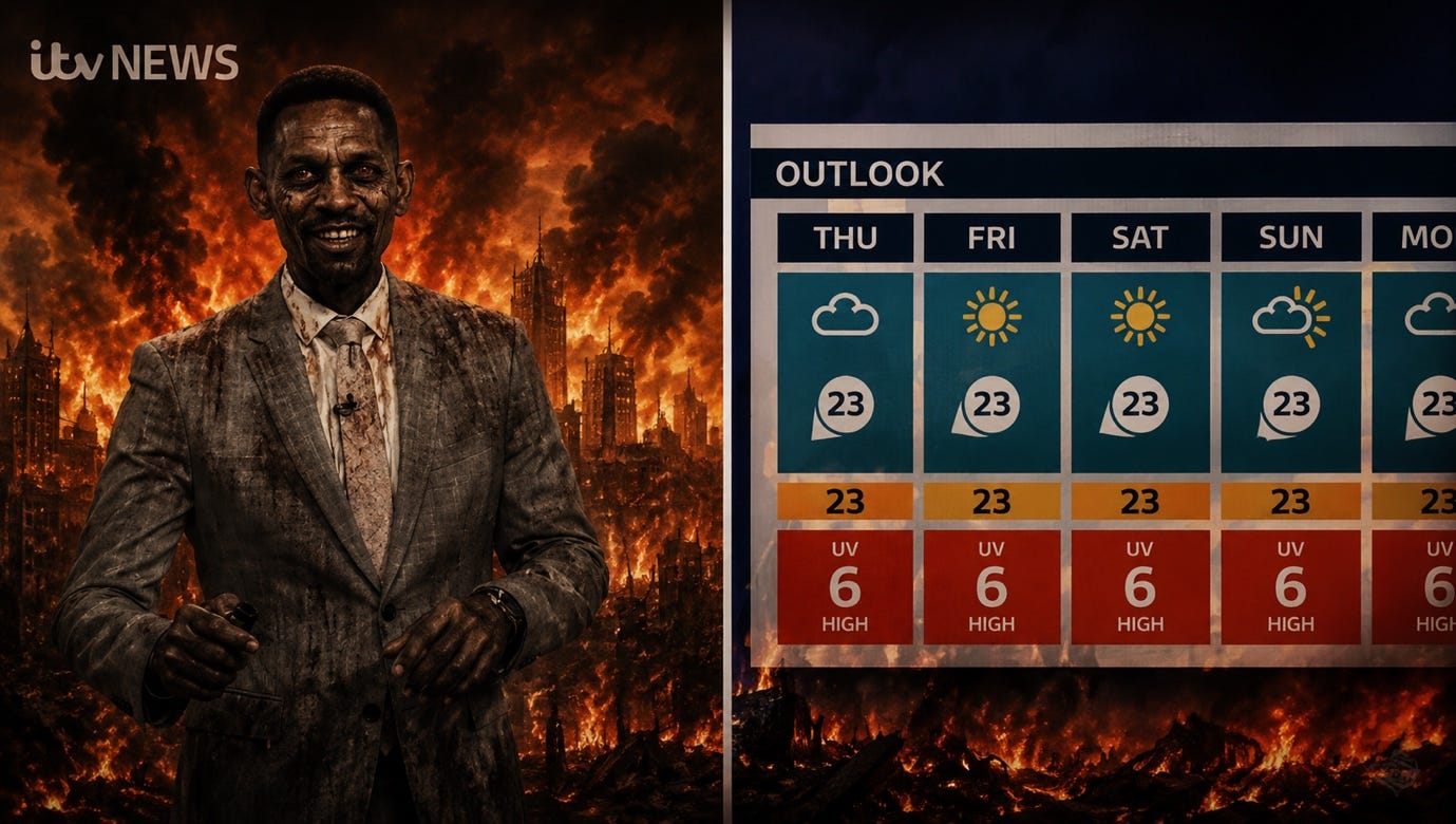 Apocalyptic weather forecast broadcast