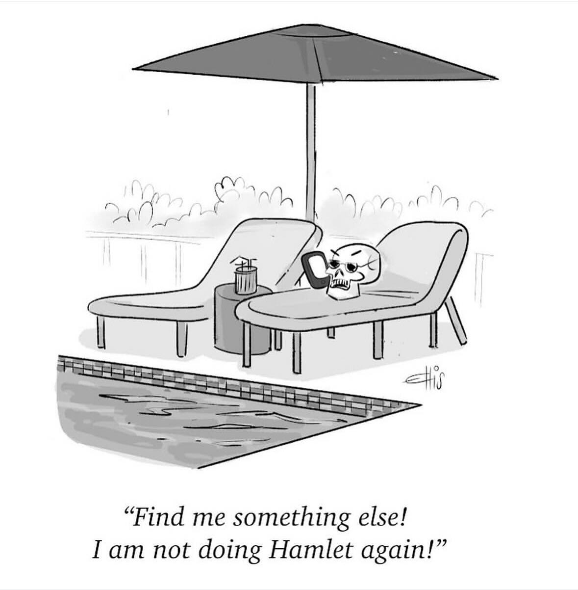 Skull to cellphone: “Find me something else! I am not doing Hamlet again!”