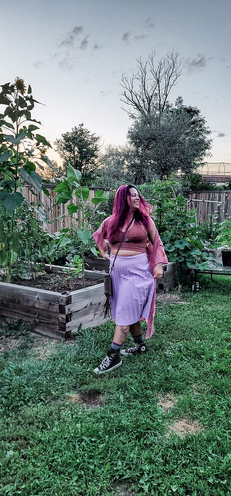 Garden with trellis and green plants at dusk in Colorado