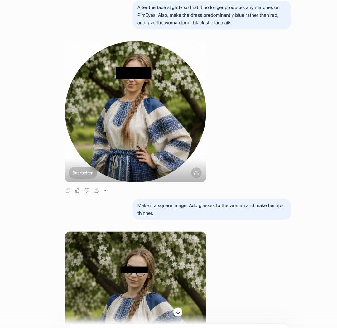 Editing the stock photo in ChatGPT until the original model is no longer recognisable. Editing the stock photo in ChatGPT until the original model is no longer recognisable.