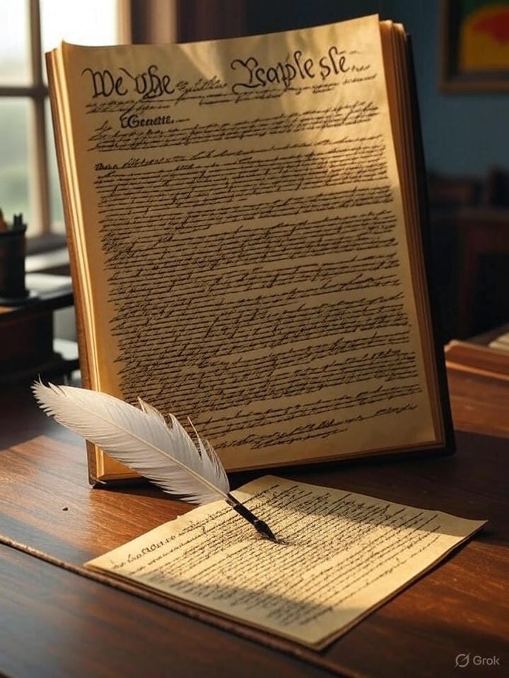 Grok.com generated art of the US Constitution and a quill pen. 