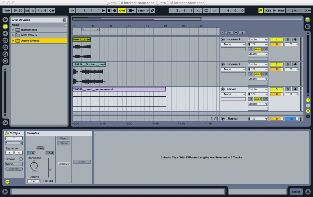Loading the samples into Ableton Loading the samples into Ableton