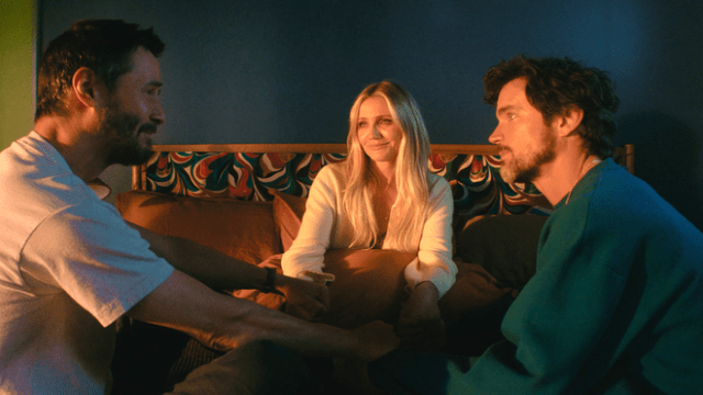 Keanu Reeves, Cameron Diaz and Matt Bomer in “Outcome,” premiering April 10, 2026 on Apple TV.