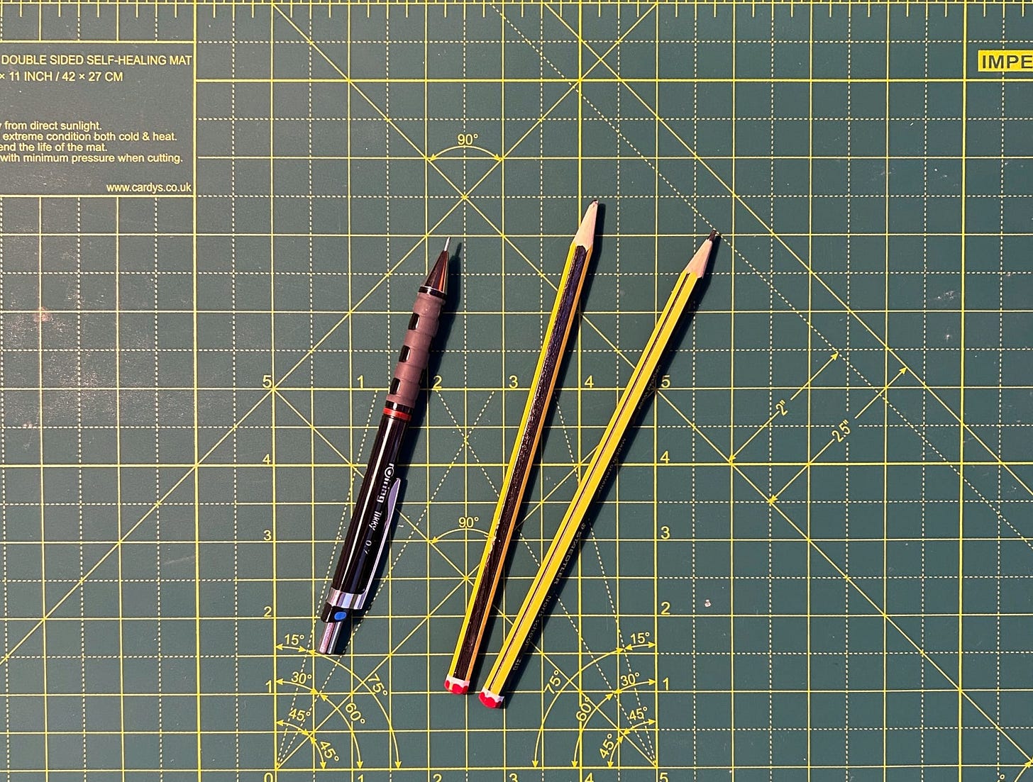 A photo of some pencils on a desk