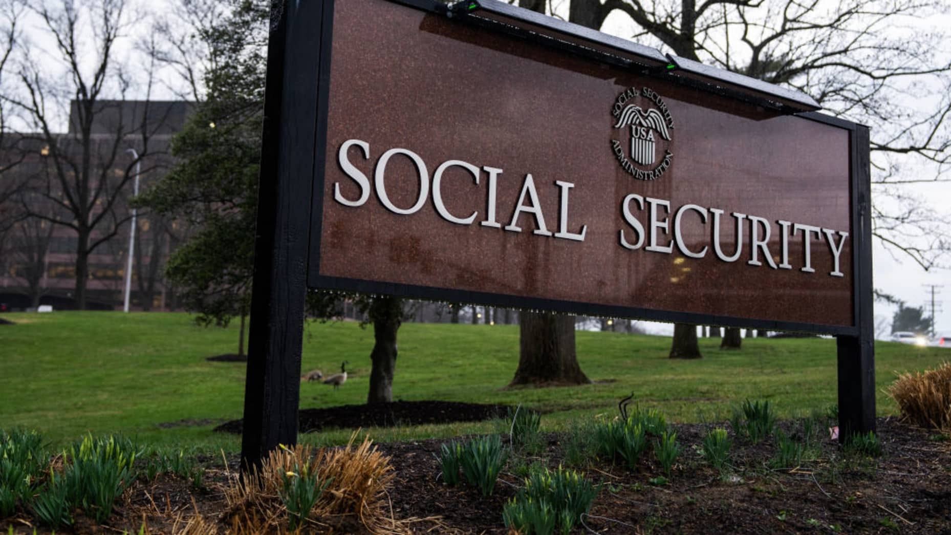 UNITED STATES - MARCH 20: A sign for the U.S. Social Security Administration is seen outside its headquarters in Woodlawn, Md., on Thursday, March 20, 2025. (Tom Williams/CQ-Roll Call, Inc via Getty Images)