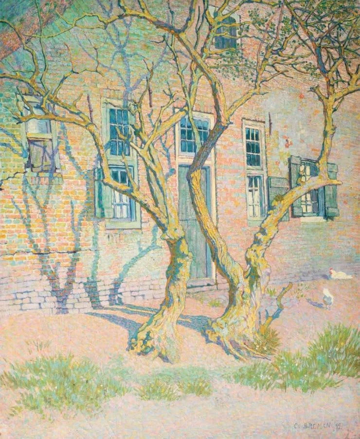 'Trees in front of a farm' 1899 - olieverf op doek: Co Breman (herkomst: voorm. coll. Christie's)