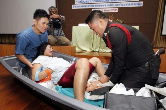 Thai police train for the emergency vaginal delivery in Bangkok