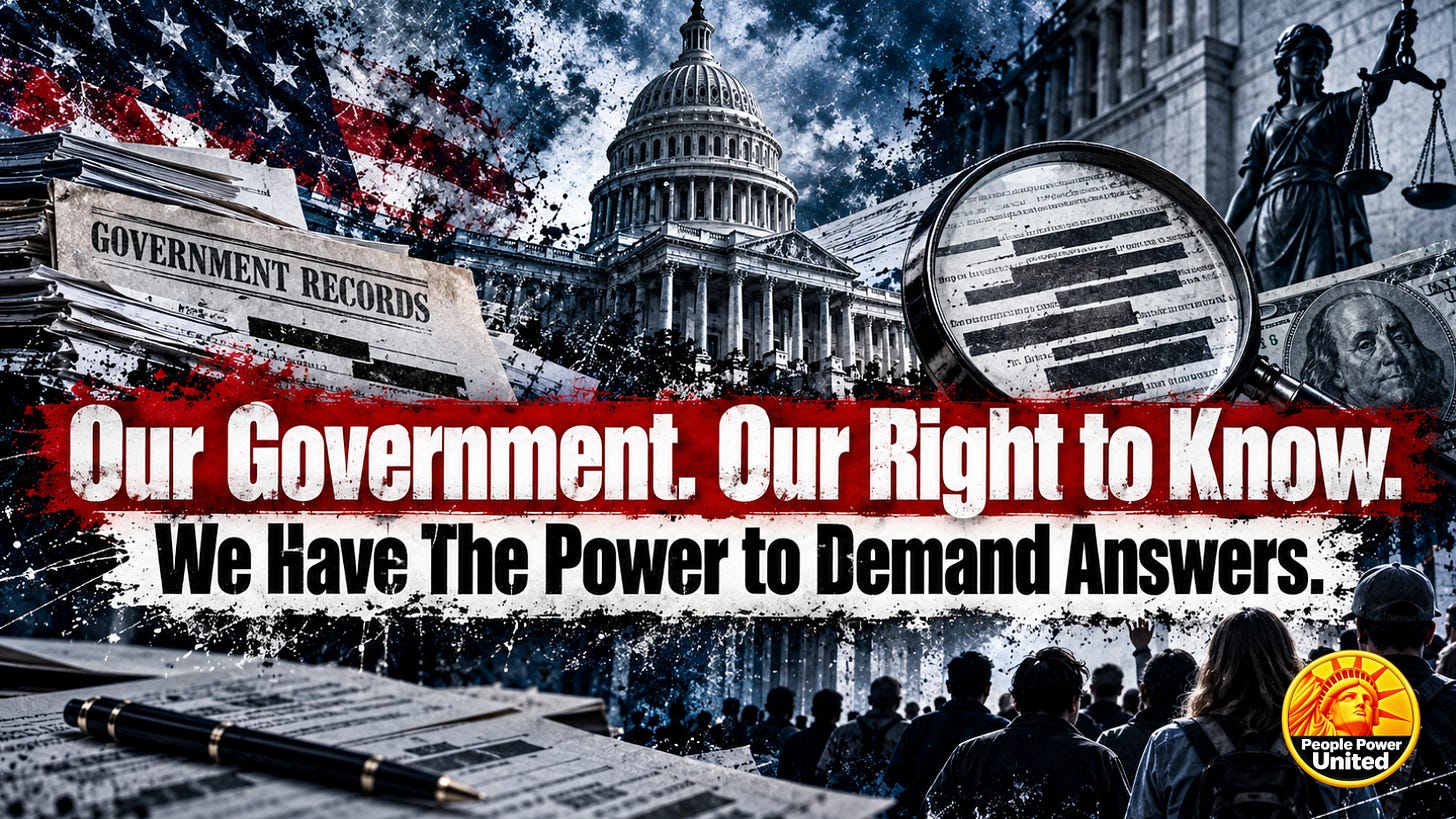 Our Government. Our Right to Know. We Have The Power to Demand Answers. Our Government. Our Right to Know. We Have The Power to Demand Answers.