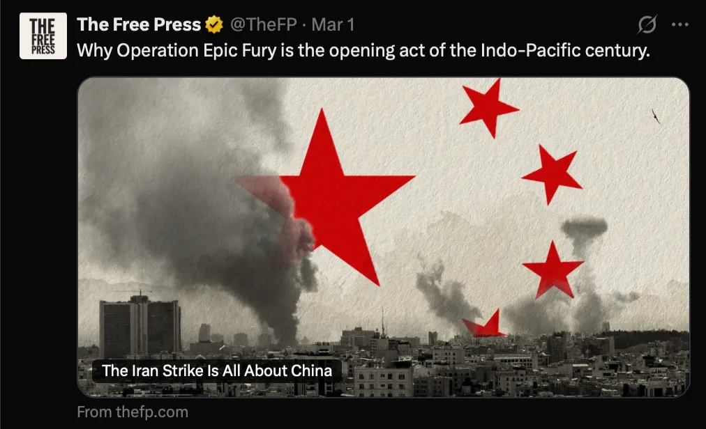 Befürworter eines Iran-Kriegs erfinden eine neue und absurde Rechtfertigung: Es geht nur um China