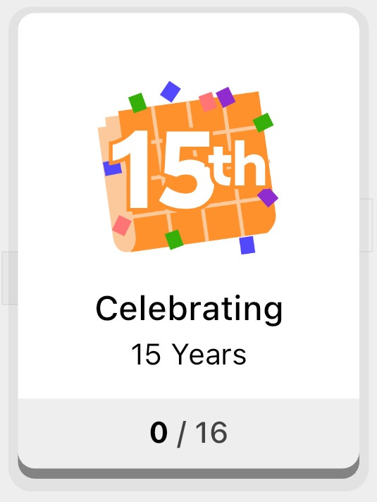 Celebrating 15 Years puzzle pack tile Celebrating 15 Years puzzle pack tile
