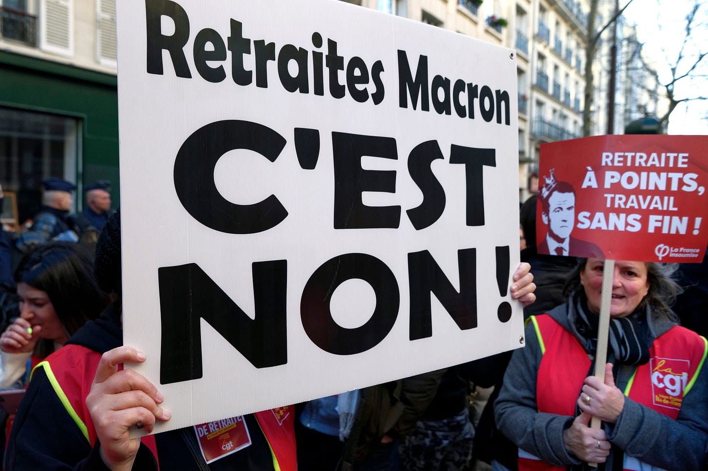 Mobilization against pension retrenchment, AI generated