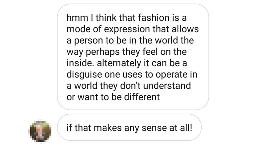 Screenshot of one the responses from a customer