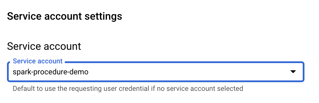 Assigning Service Account to Spark procedure