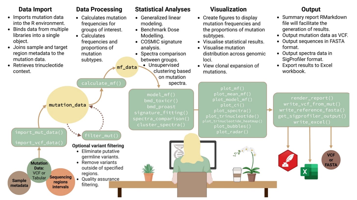 Figure 1 from MutSeqR publication showing an overview of the MutSeqR utilities.