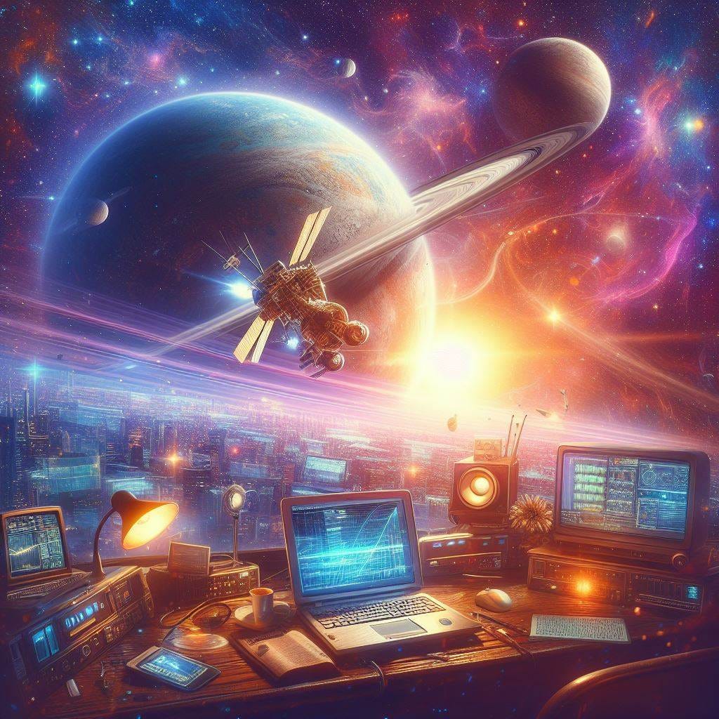 Voyager 1 is sending data back to Earth for the first time.   + digital art
